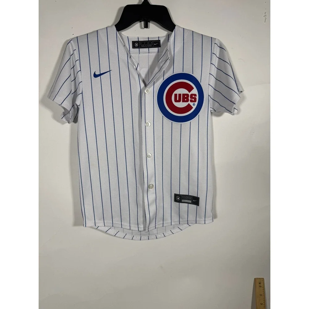 Nike Chicago Cubs Pinstripe Baseball Jersey Kids Small 8 Gioia 5 White Blue